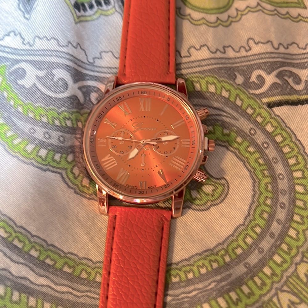 Orange Strap Alloy Fashion Watch